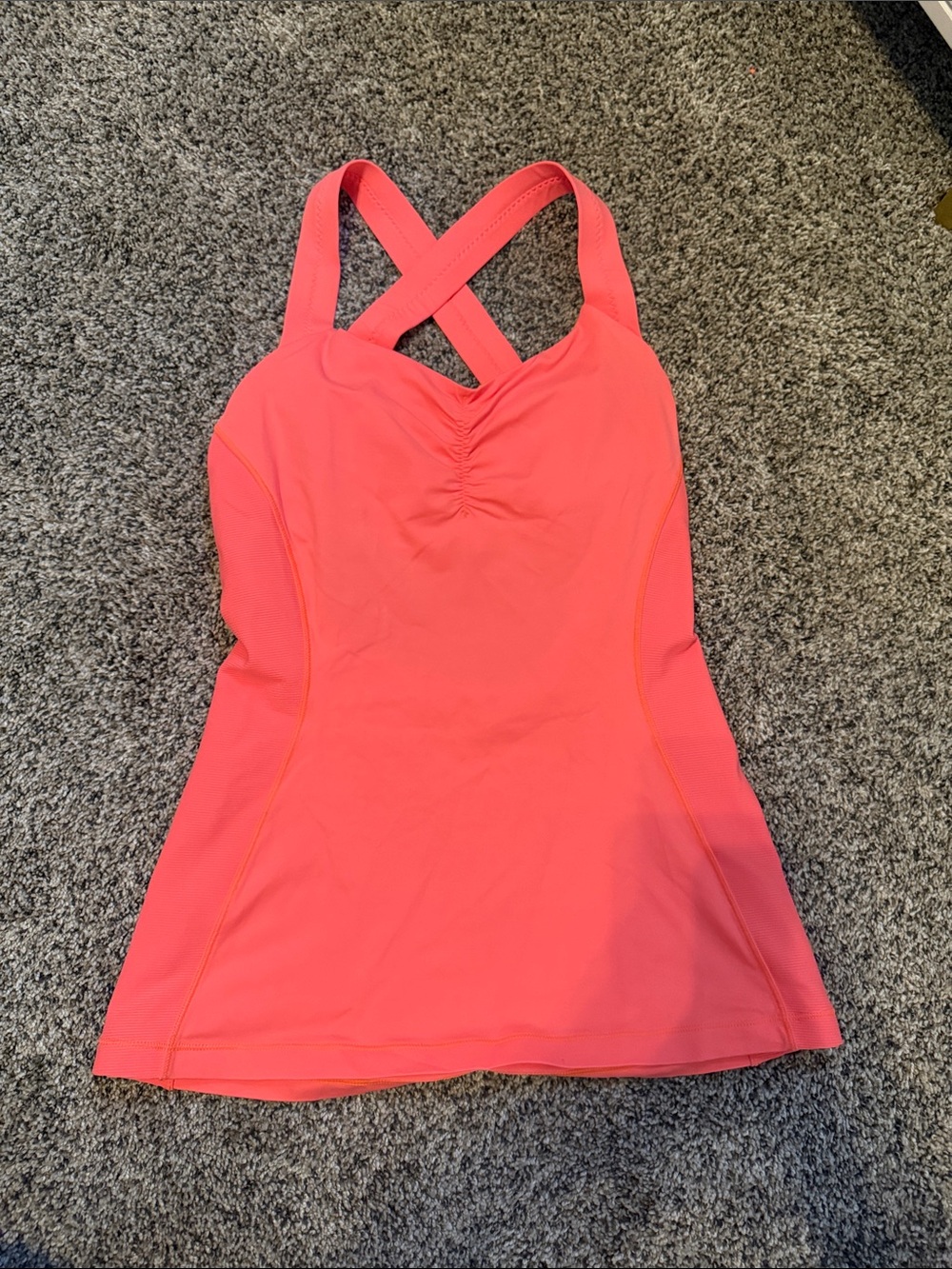 lululemon athletica Coral Pink Cross-Back Tank Top